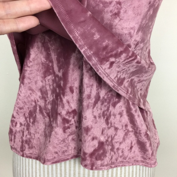 EXPRESS 111 Crop Top Mauve Crushed Velvet Double Layer  XS - Picture 4 of 10